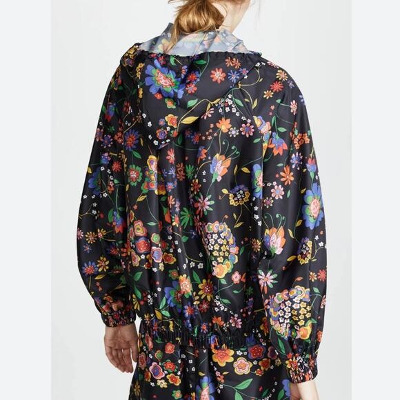 TIBI FLORAL PRINT ANORAK JACKET WITH DETACHABLE HOOD WATER REPELLENT WOMEN SZ L - Picture 4 of 15